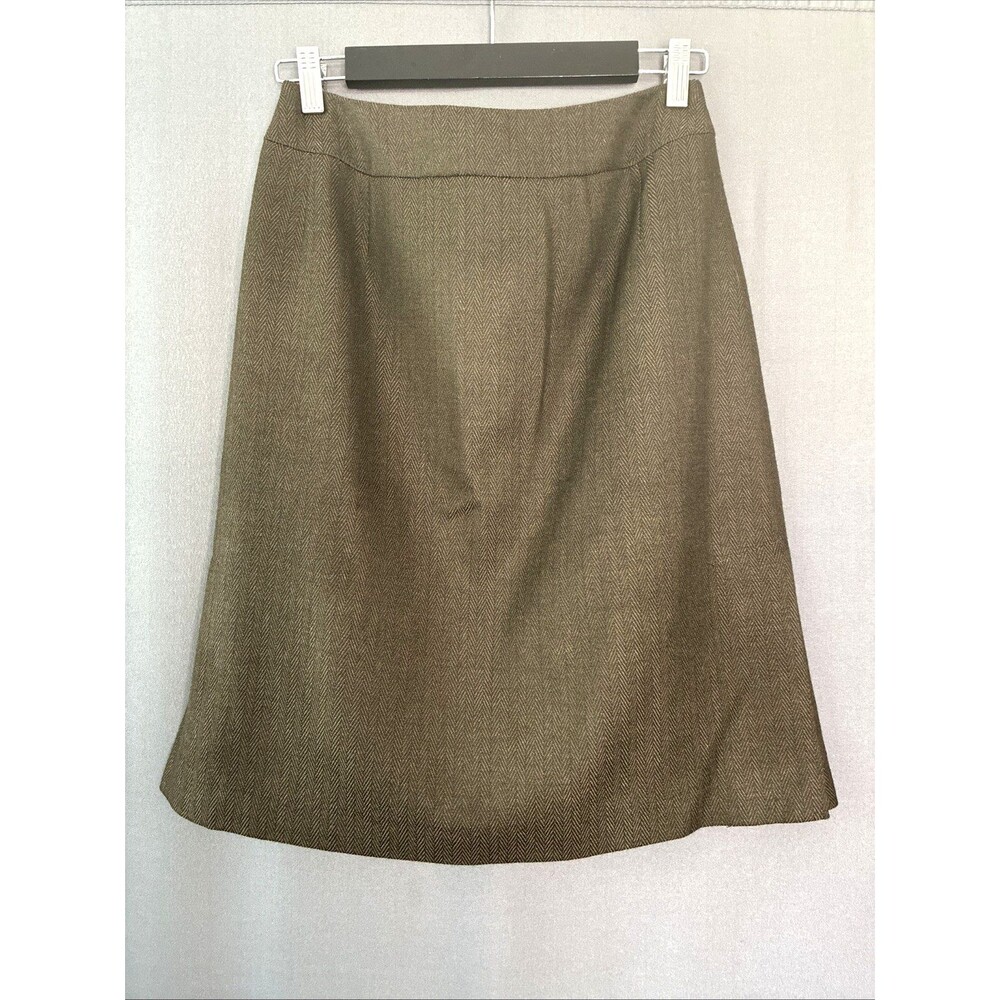 Vtg 90s Harve Benard Herringbone A-line Wool Skirt Sz 4 Green Academia Country